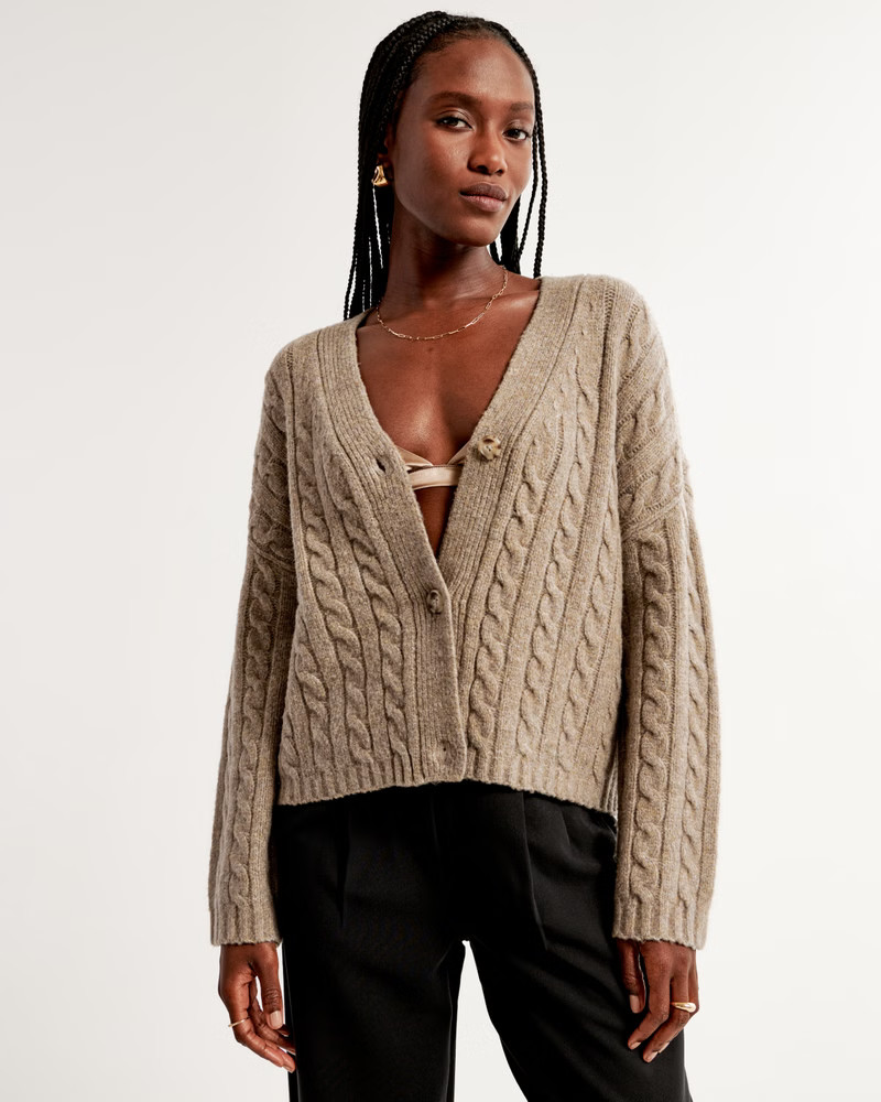 Cable Short Cardigan | Abercrombie & Fitch (US)