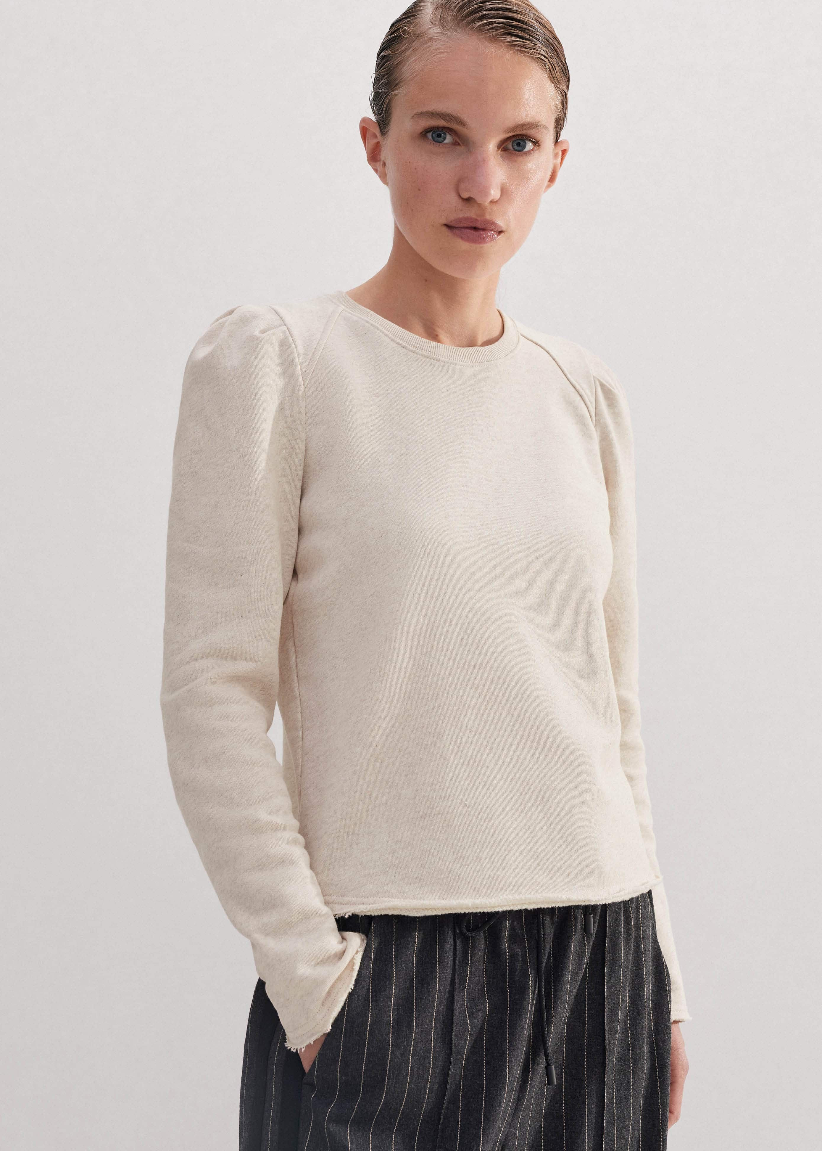 Women's Cream Rib Trim Feminine Sweatshirt | ME+EM | ME+EM Global (Excluding US)