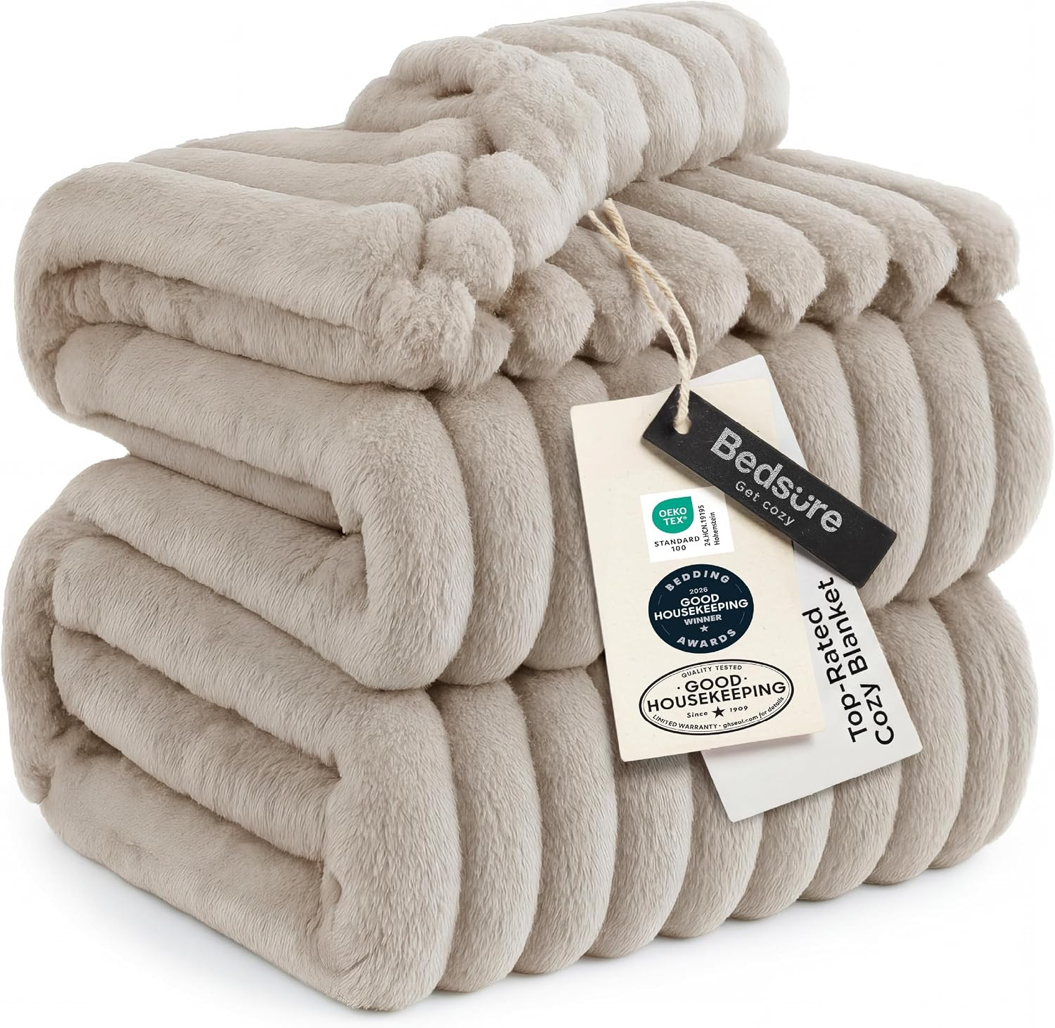 Bedsure Soft Queen Size Blanket for Bed Beige 90"x90" | Amazon (US)