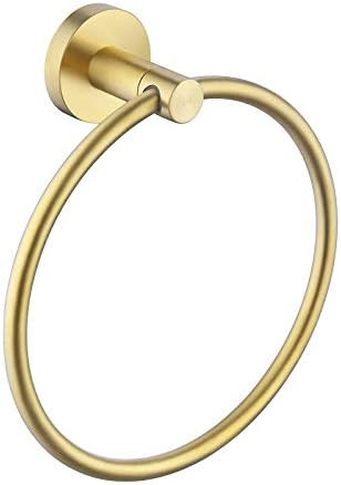 KES Brushed Gold Towel Ring Bathroom Hand Towel Holder Round Wall Mount SUS 304 Stainless Steel Brus | Amazon (US)