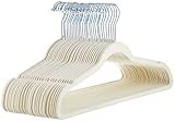 Amazon Basics Slim, Velvet, Non-Slip Suit Clothes Hangers, Ivory/Silver - Pack of 30 | Amazon (US)