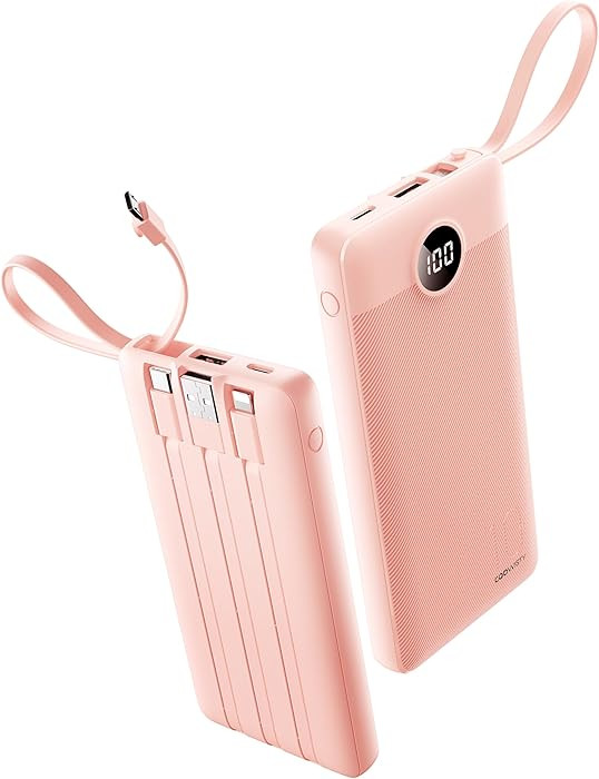 Portable Phone Charger, Slim 10000mAh Power Bank with Cords Wires, Battery Pack 5 Outputs 2 Input... | Amazon (US)