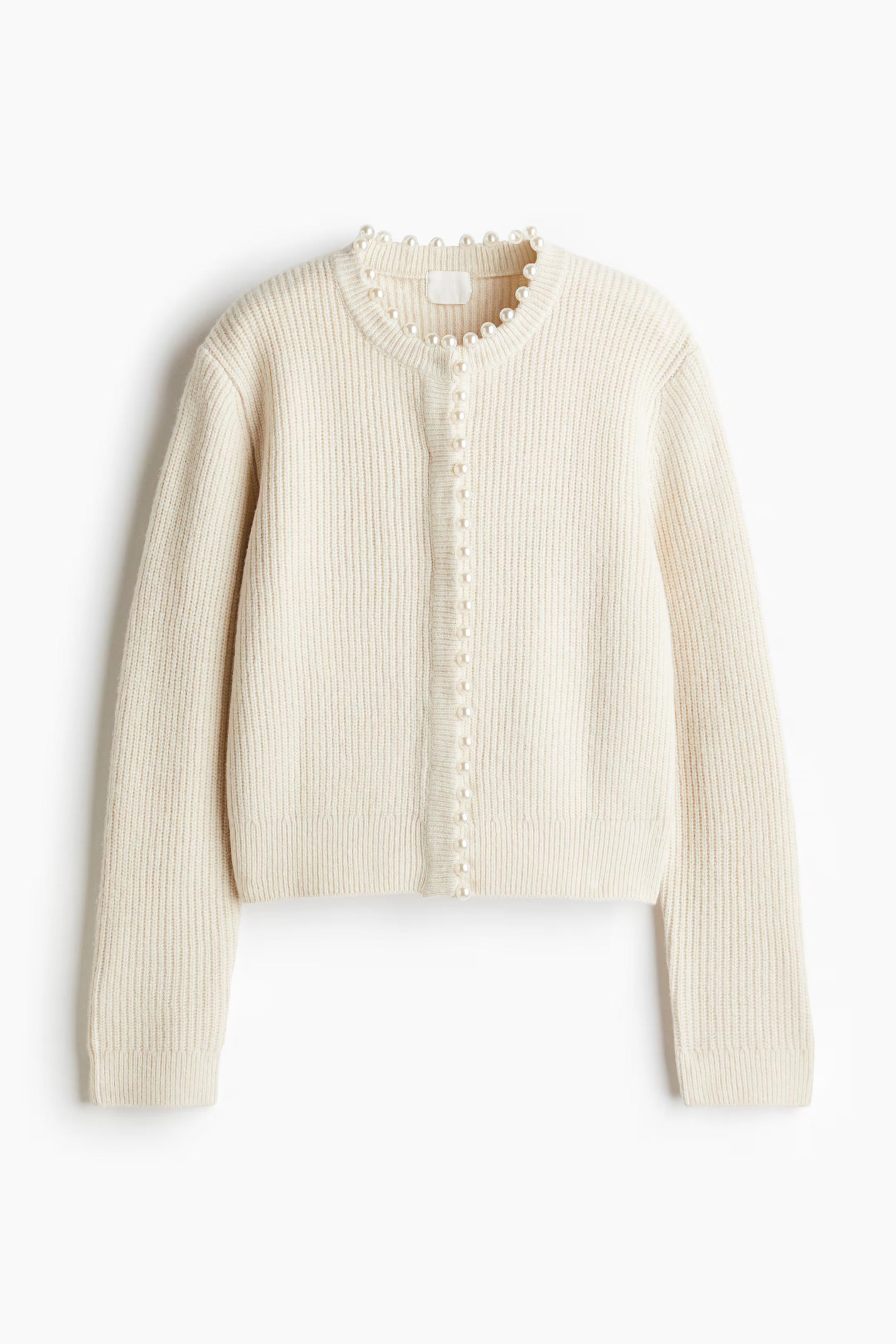 Bead-embellished rib-knit cardigan | H&M (UK, MY, IN, SG, PH, TW, HK)
