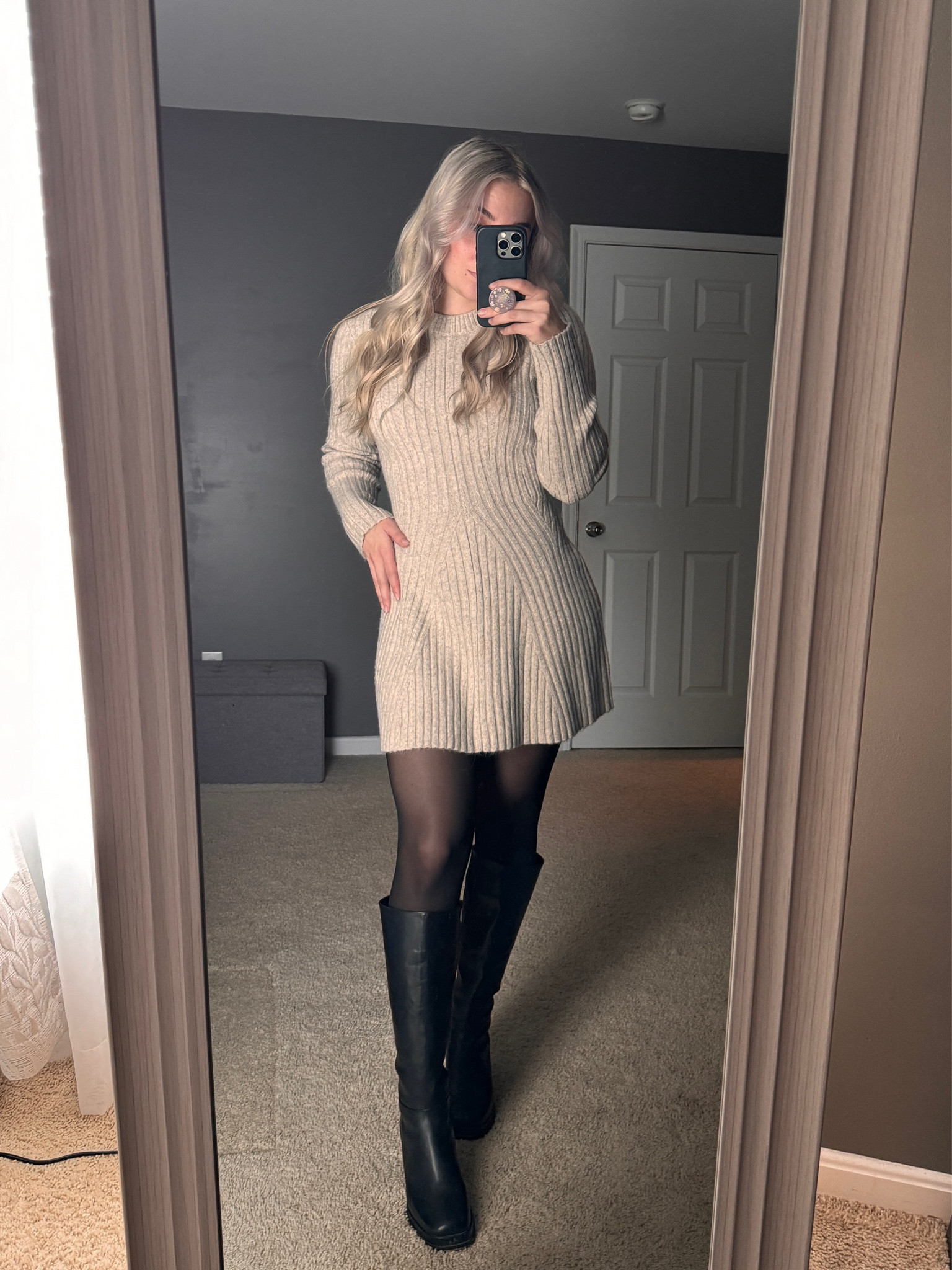 Sweater dress outfit, fall outfit, pumpkin patch outfit autumn aesthetic 2024, casual fall outfit, autumn vibes, fall vibes, minimalist, tall boots, thanksgiving outfit, fall vibes 

#LTKSeasonal