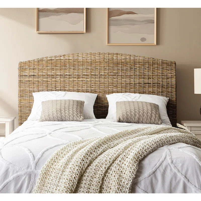 Boatwright Farmhouse 79.5"W Rattan Panel Headboard with Solid Wood Legs | Wayfair North America