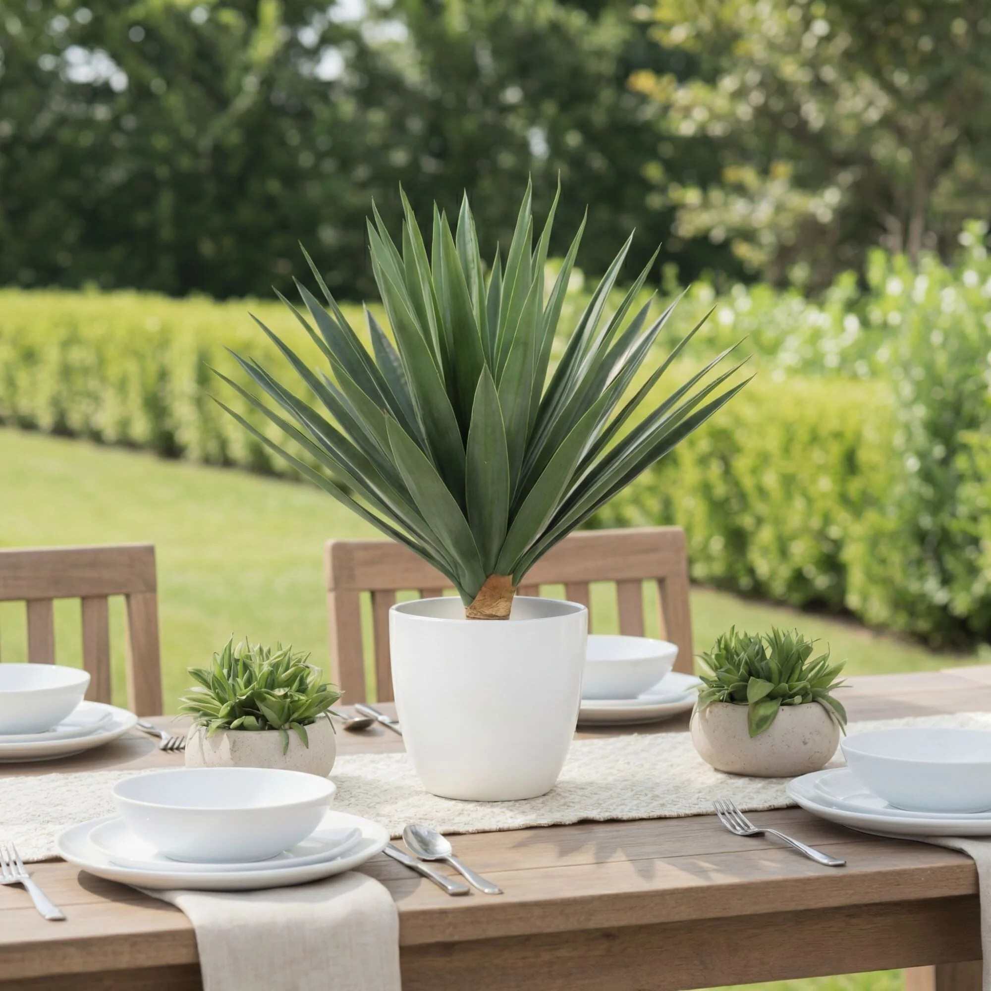 17\u201d UV Resistant Artificial Agave Plant in White Planter (Indoor/Outdo | Nearly Natural