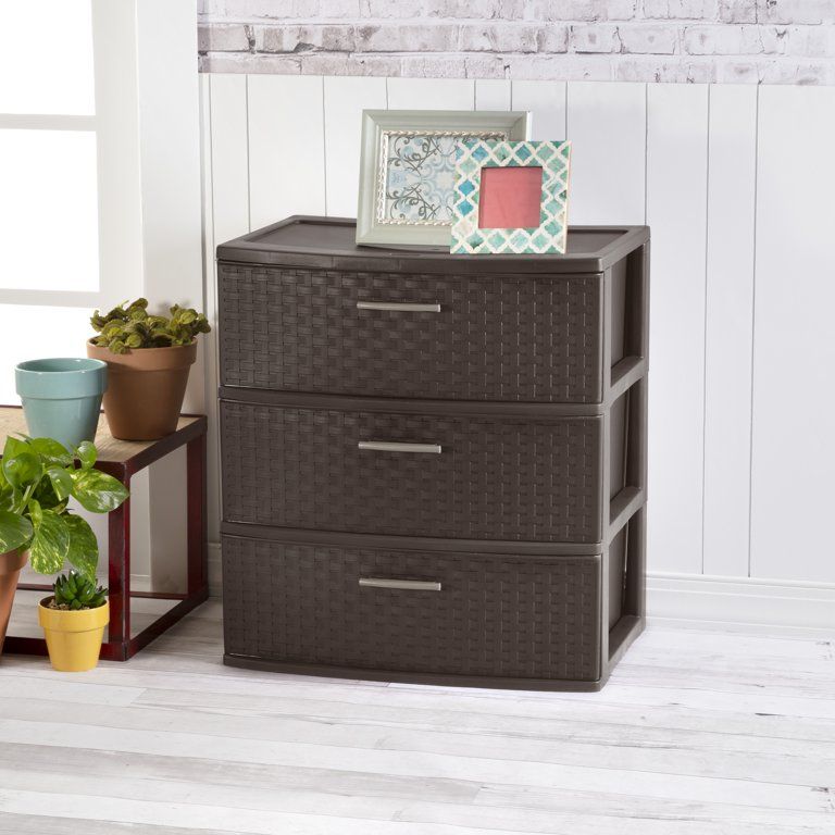 Sterilite 3 Drawer Wide Weave Tower Plastic, Espresso | Walmart (US)