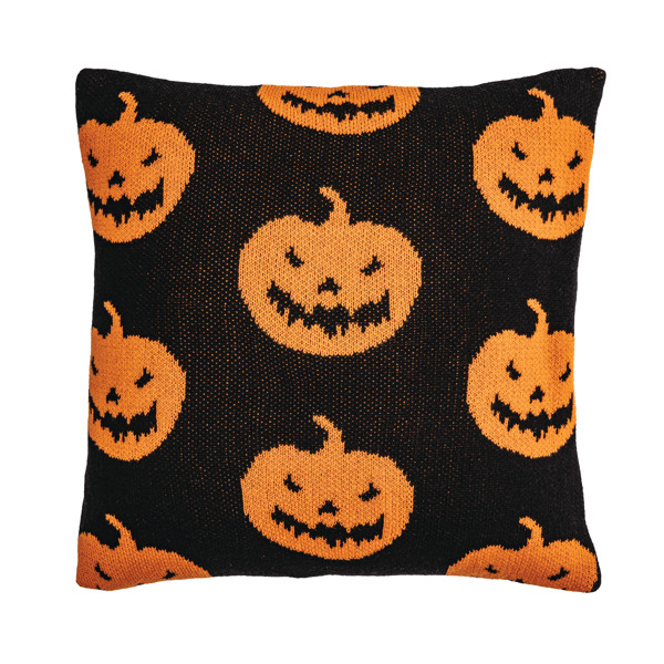 Jack-O-Lantern Halloween Knit Pillow | Mud Pie
