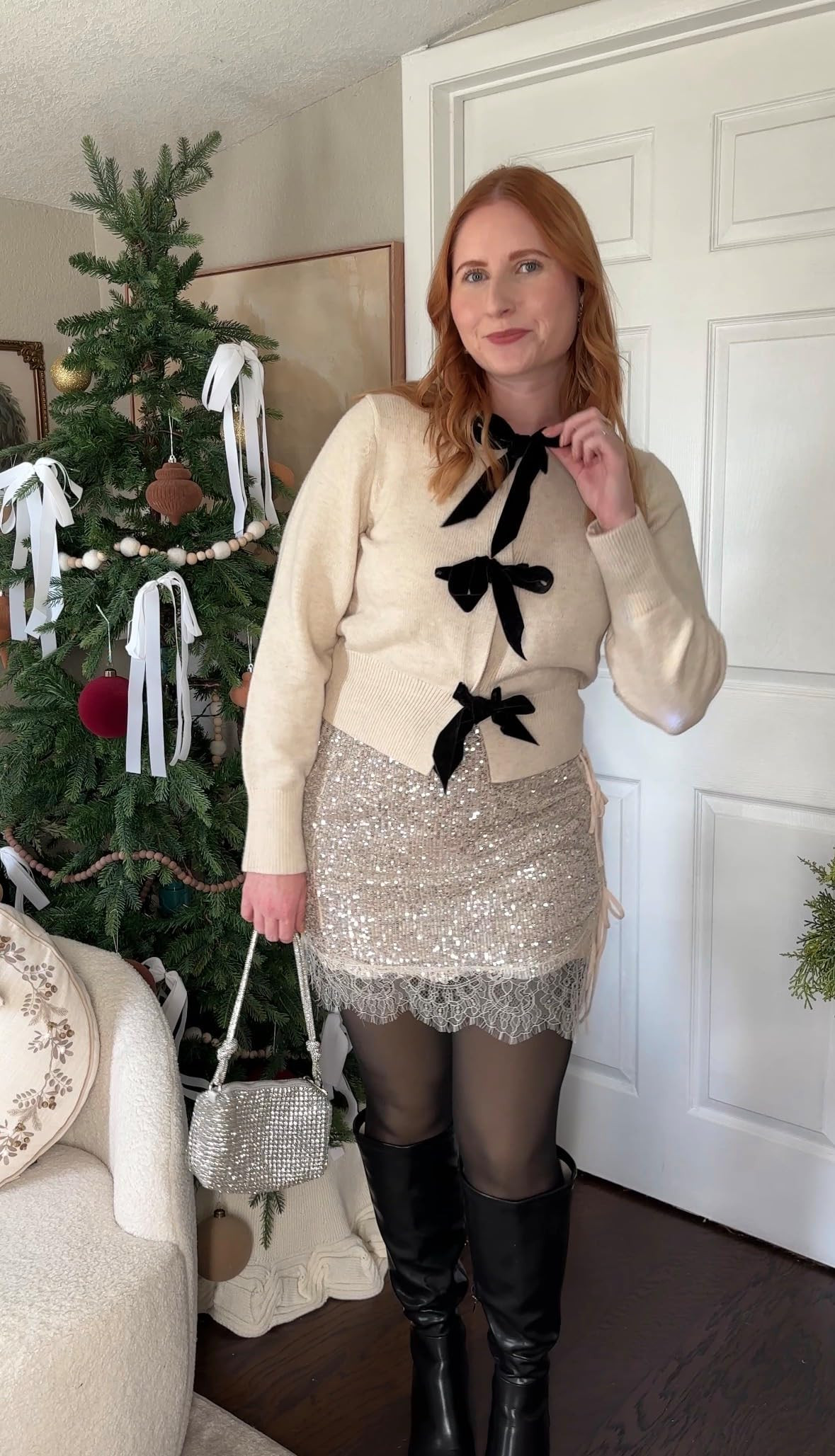 Amazon Essentials (Demi's Pick) Women's Regular-Fit Long-Sleeve Tie Front Cardigan with Bows | Amazon (US)