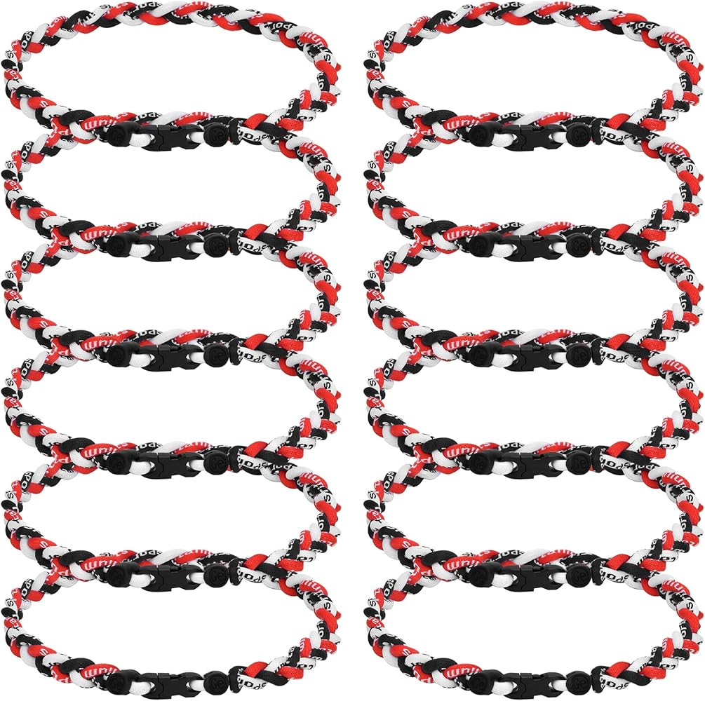 12Pack Baseball Necklaces for Boys, 18inches Braided Rope Tornado Titanium Sports Necklaces, Idea... | Amazon (US)
