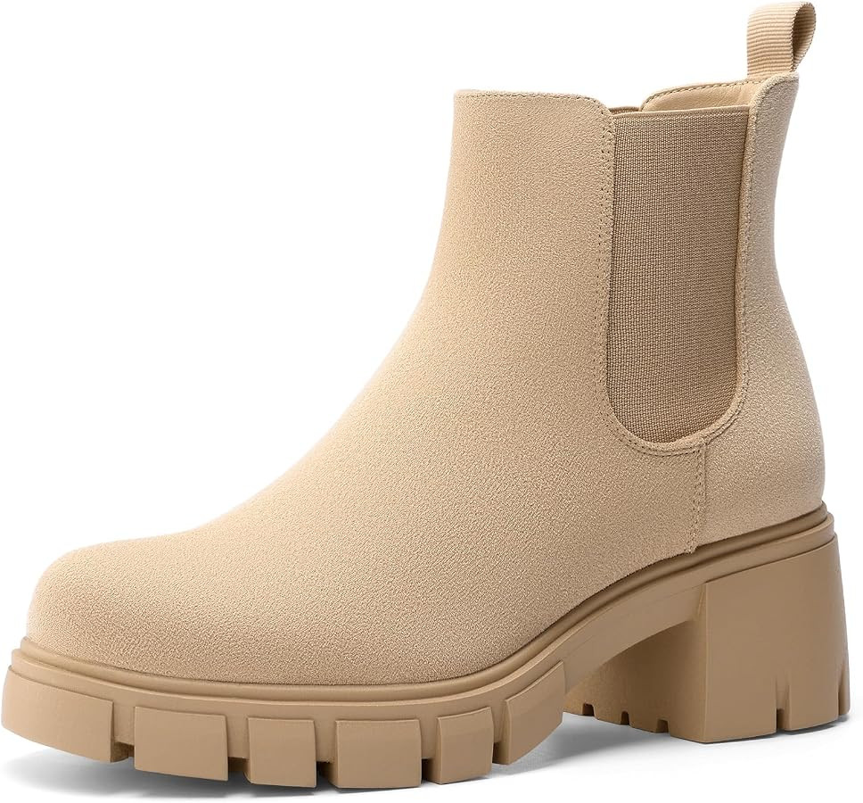 DREAM PAIRS Women's Elastic Chelsea Ankle Boots | Amazon (US)