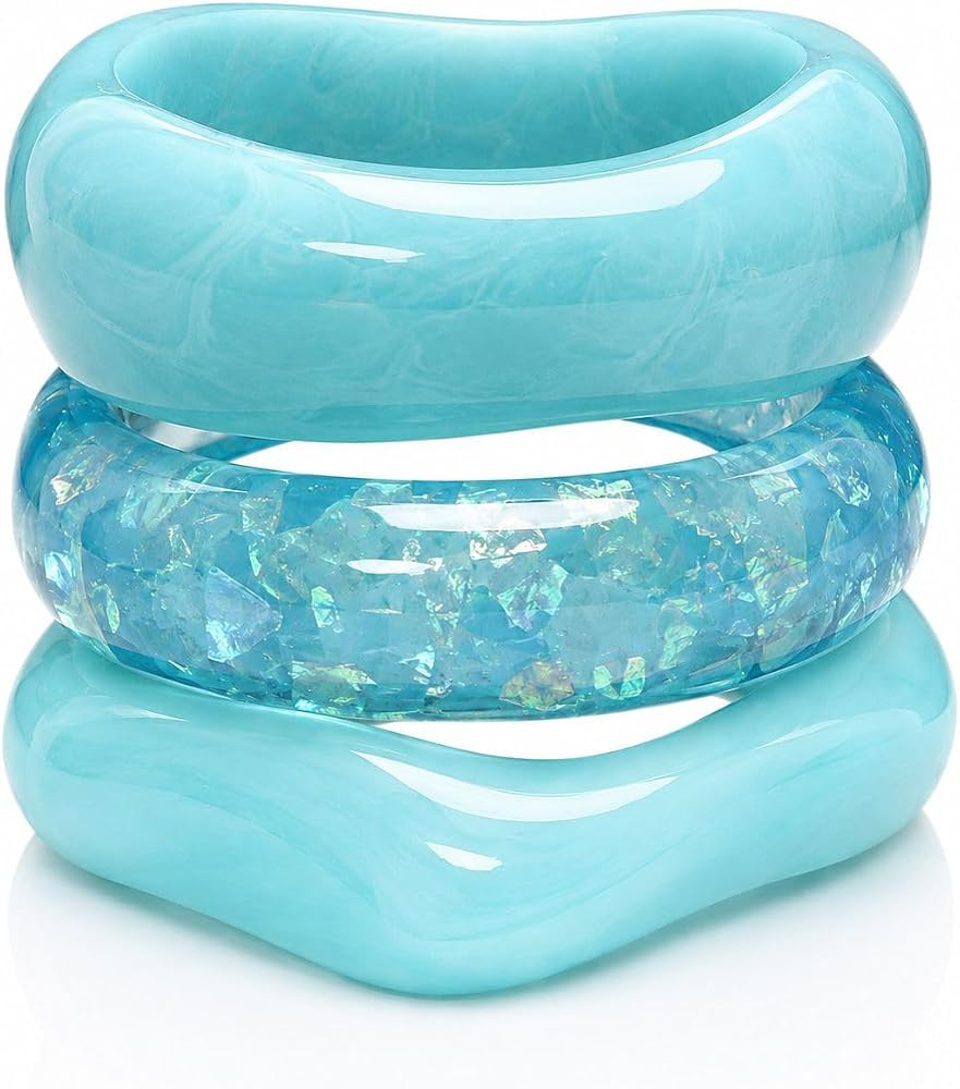 Long tiantian Acrylic Bangles Chunky Bangle Bracelet for Women Summer Dresses Outfits Accessories... | Amazon (US)
