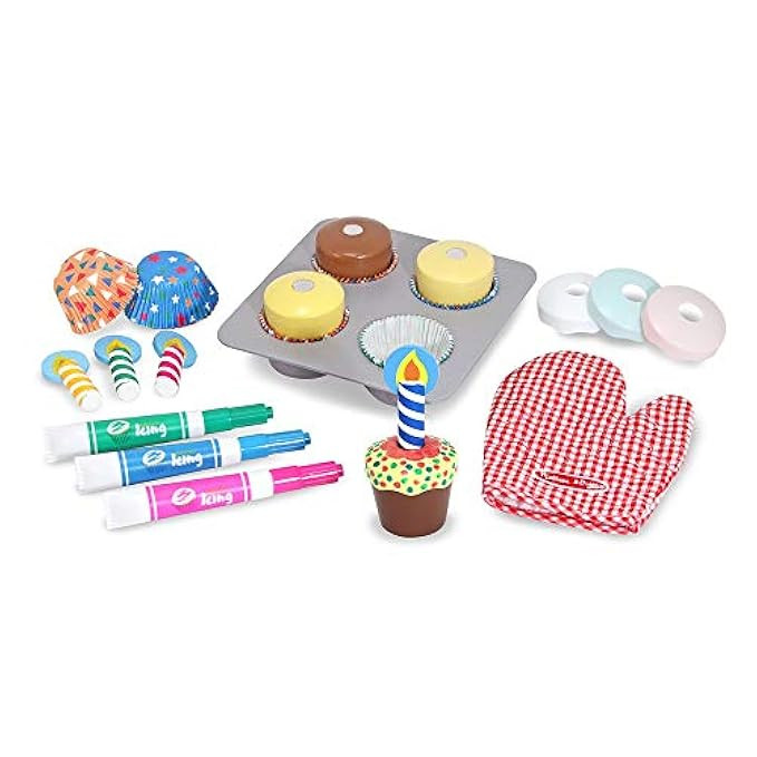Melissa & Doug Bake and Decorate Wooden Cupcake Play Food Set | Amazon (US)
