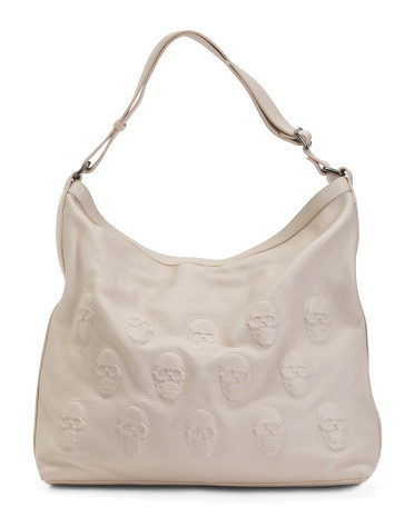 Made In Italy Leather Multi Skull Hobo | TJ Maxx