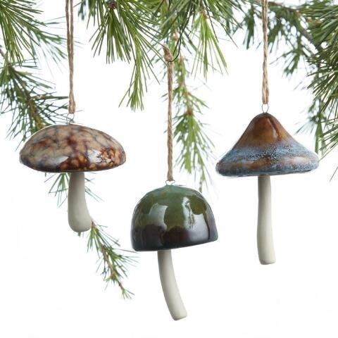 Ceramic Mushroom Ornaments Set Of 3 | World Market