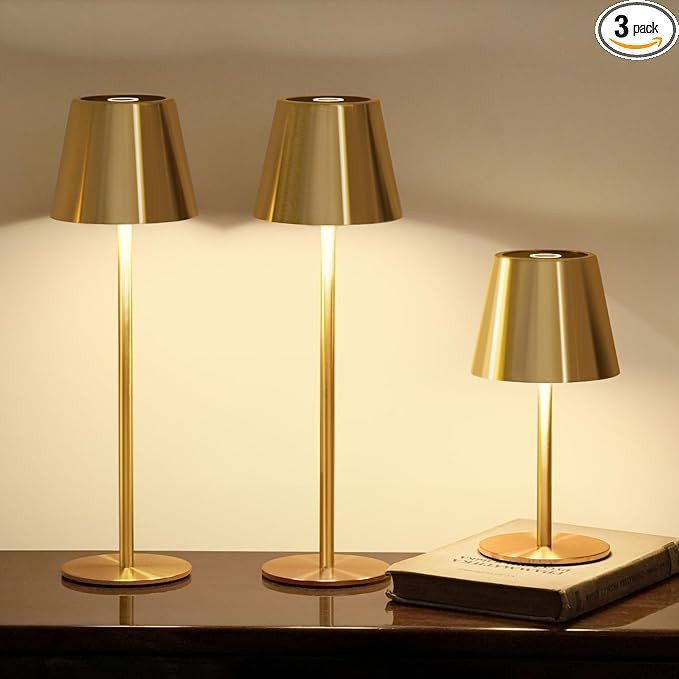 3 Pack Cordless Table Lamp, Portable Battery Operated Lamp with 3 Color Temps and Stepless Dimmin... | Amazon (US)