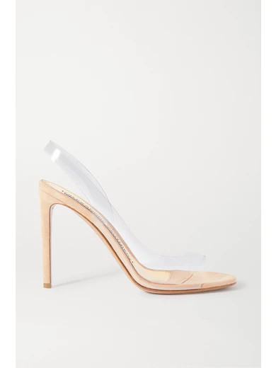 Alexandre Vauthier - Amber Ghost Suede And Pvc Sandals - Neutral | NET-A-PORTER (US)