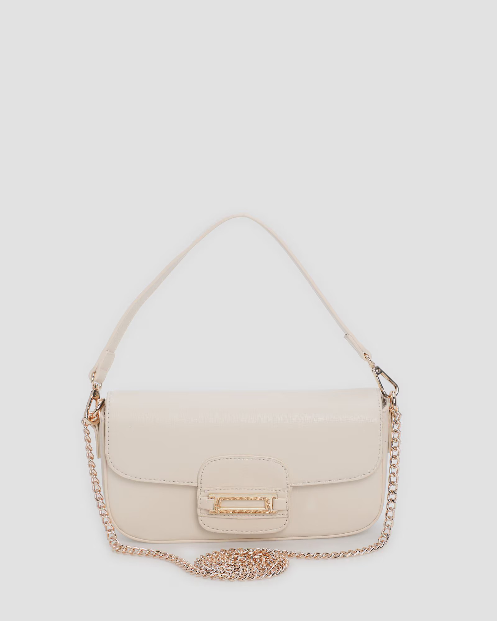 50% OFF NA 2ª PEÇABolsa feminina baguete poliuretano correntes off-white | Accessori by Riachue... | Riachuelo (BR)