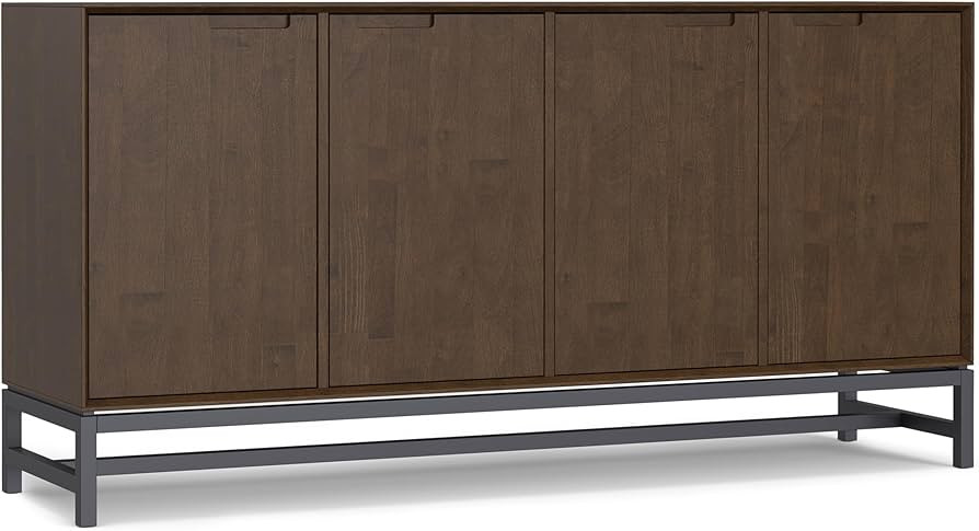 SIMPLIHOME Banting Solid Hardwood and Metal Rectangle Modern Industrial 4 Door Sideboard Buffet f... | Amazon (US)