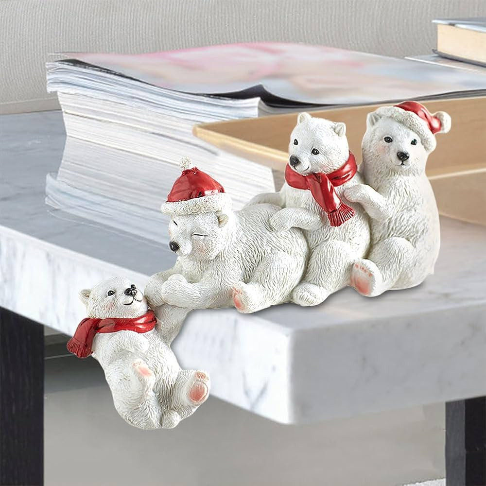 Christmas Santa Claus Gnomes Polar Bear Figurines Ornament, Home Decor Statue Gift for Shelf Tabl... | Amazon (US)