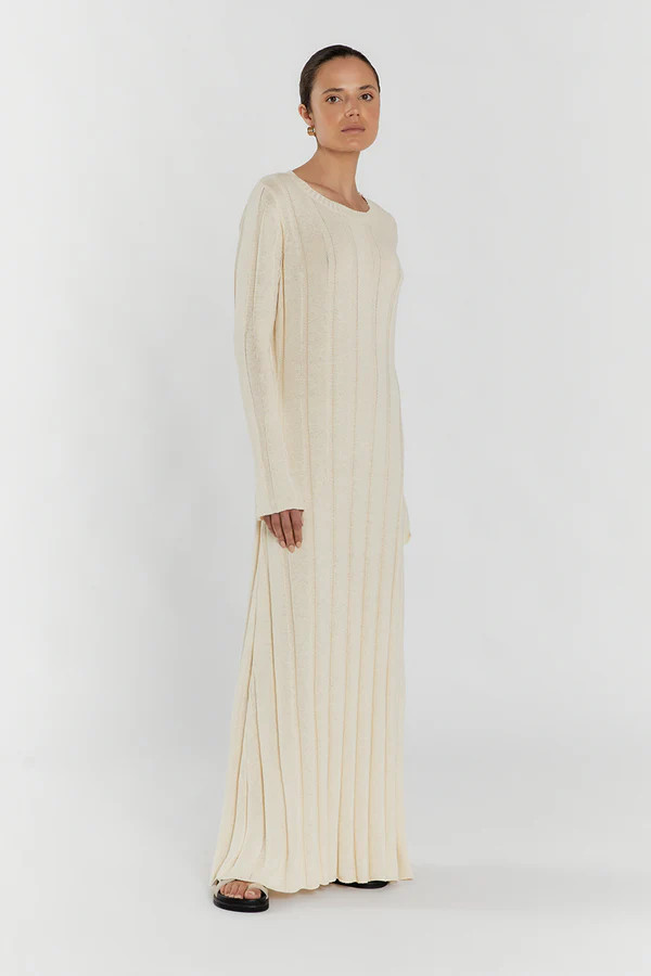 EMERY CREAM LONG SLEEVE MAXI DRESS | DISSH