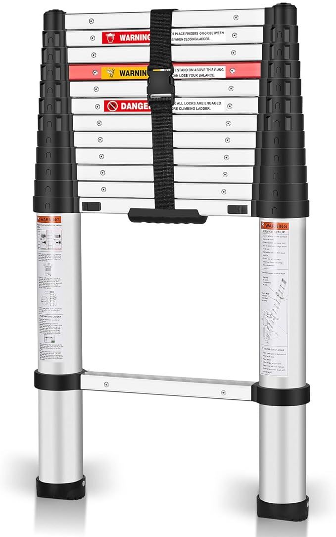 Yvan Telescoping Ladder,12.5 FT One Button Retraction Aluminum Telescopic Extension Extendable La... | Amazon (US)