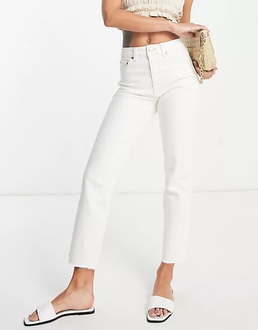 Topshop straight organic cotton jean in off white | ASOS (Global)