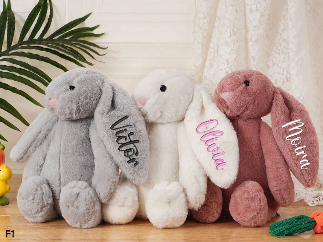 Personalized Easter Bunny Rabbit,monogrammed Bunny,custom Embroidered Bunny,plush Bunny Toy,newbo... | Etsy (US)