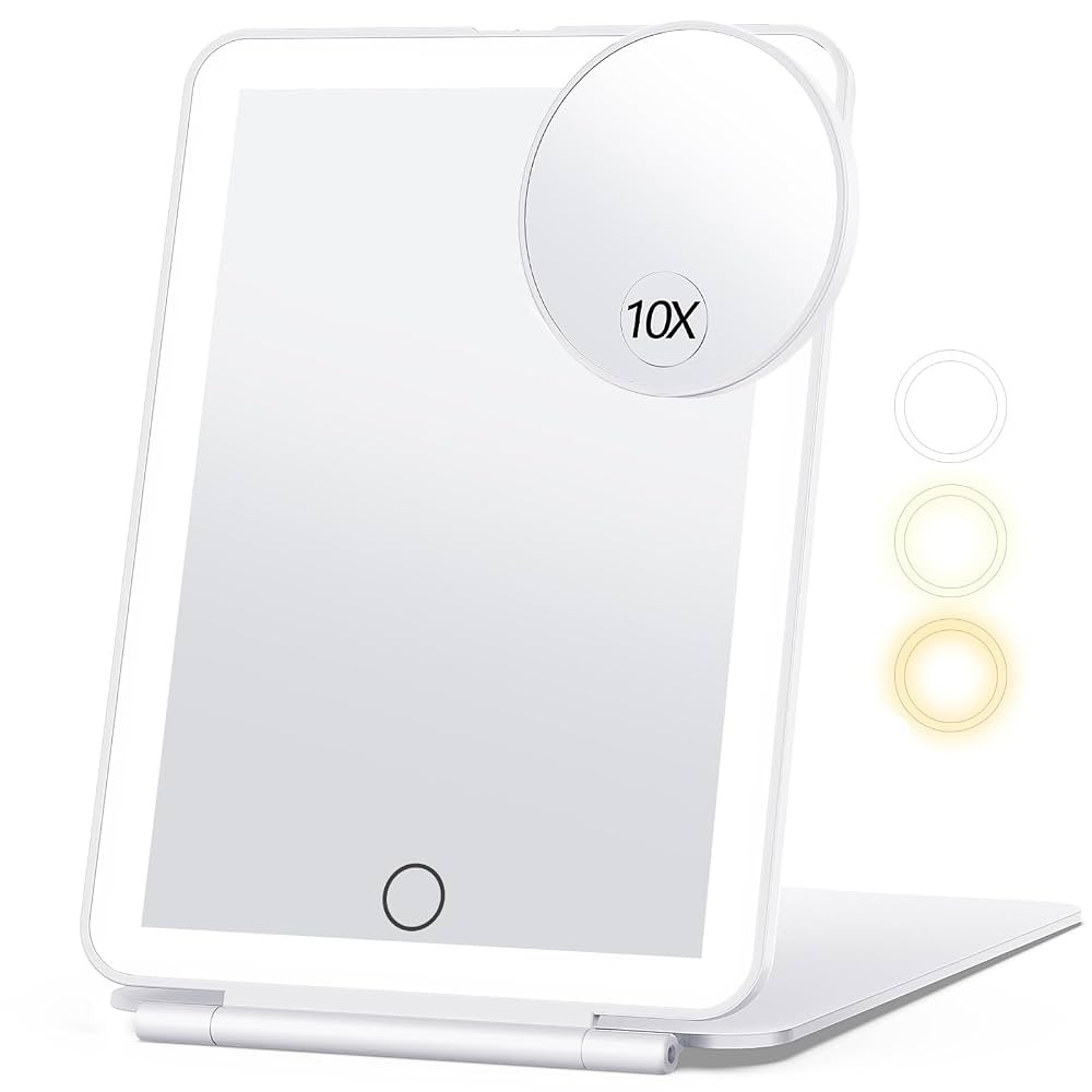 Rechargeable Makeup Mirror for Travel, Vanity Mirror with 80LEDs, 3 Color Light, 2000mAh Battery,... | Amazon (US)