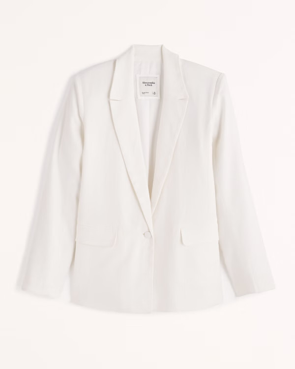 Linen-Blend Single-Breasted Blazer | Abercrombie & Fitch (US)
