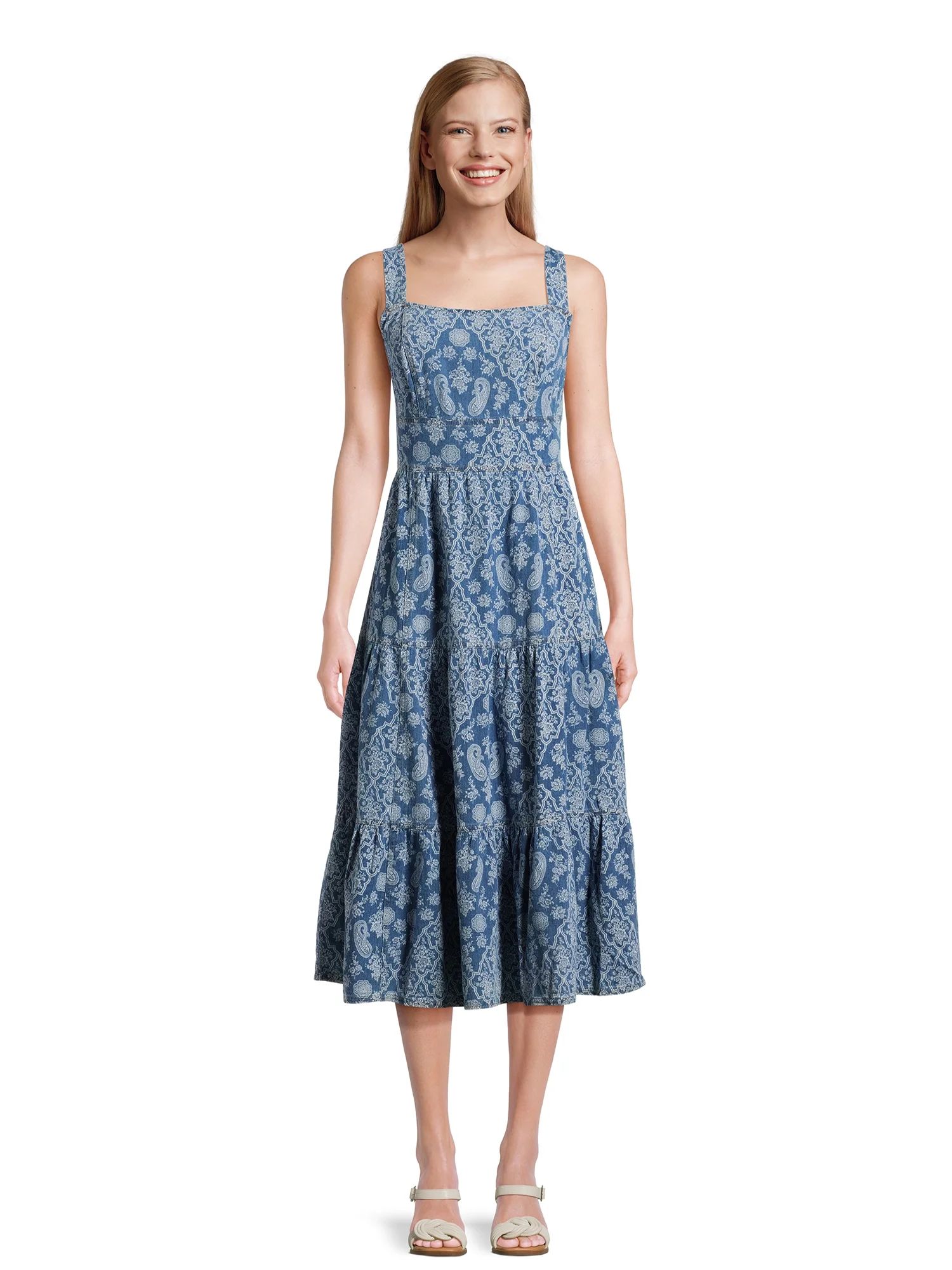 Nine.Eight Women's and Women's Plus Sleeveless Denim Midi Dress, Sizes XS-4X | Walmart (US)