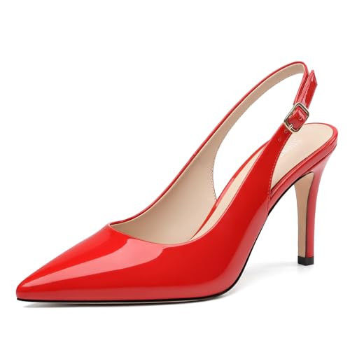 SHOWFOREST Red Womens Slingback High Heels Size 5.5 | Amazon (US)