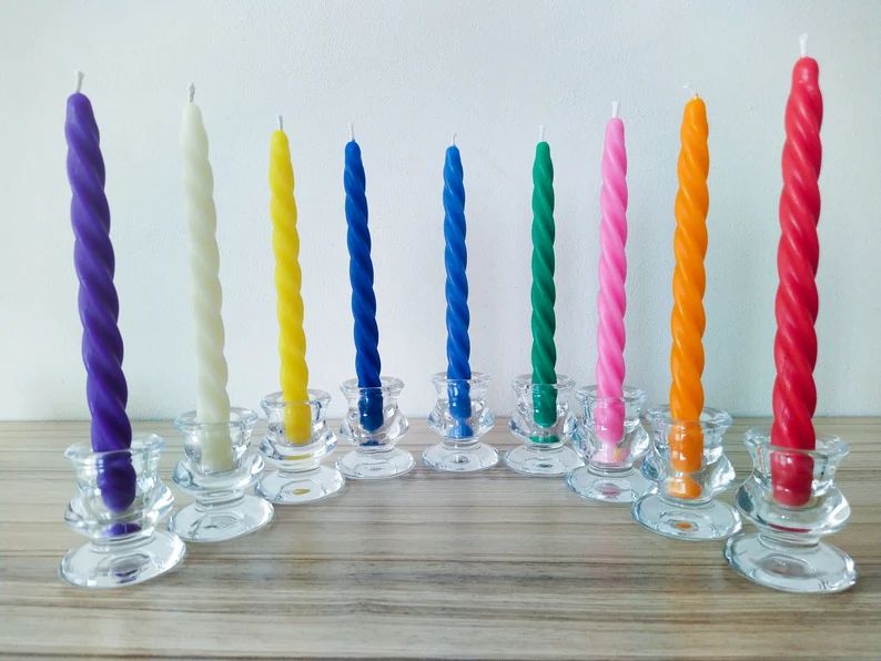 Twist Dripless Taper Candle Stick - Spiral Beeswax Taper Candlesticks - Advent Candle - Dinner Ca... | Etsy (US)