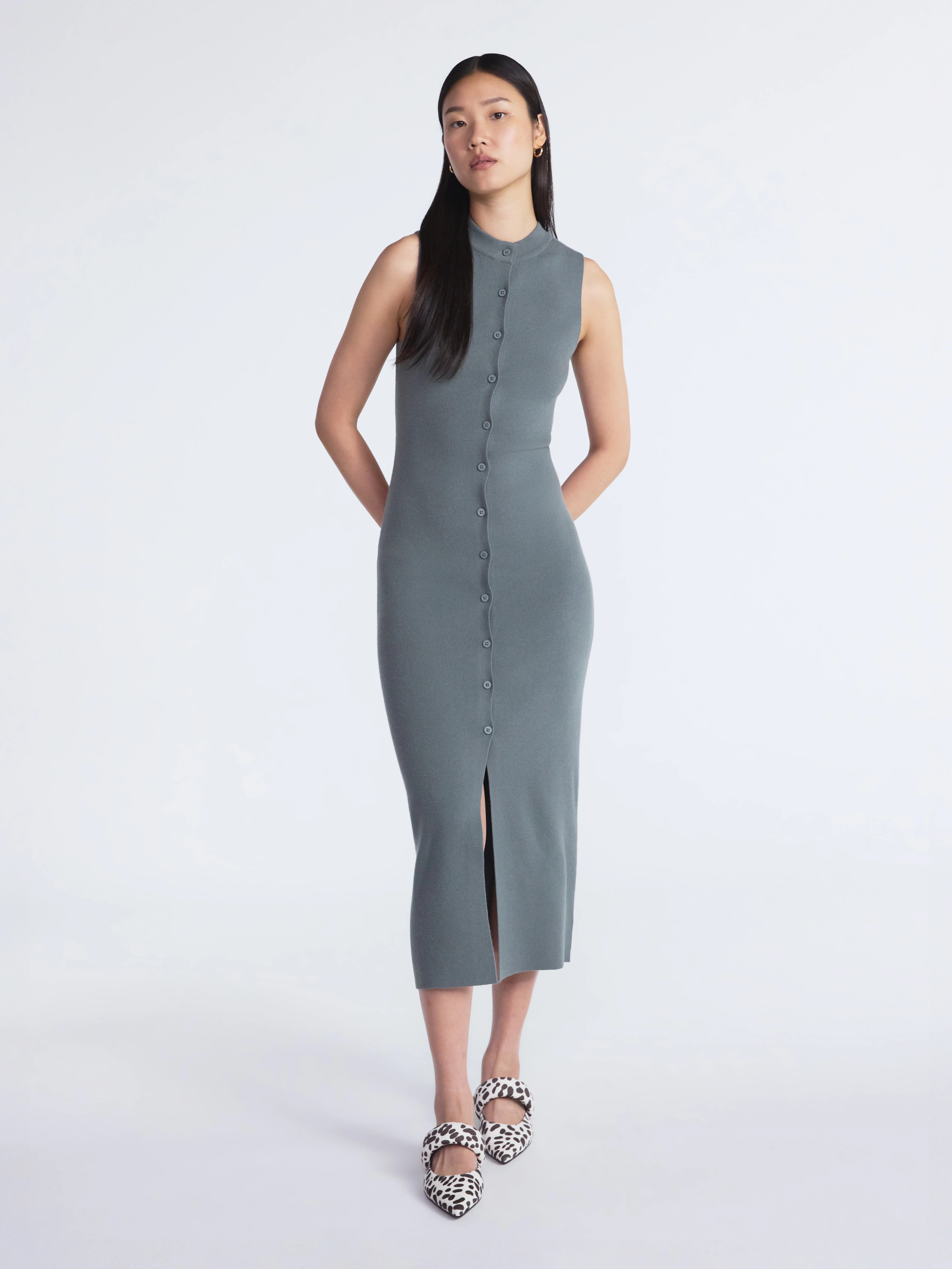 Scoop Women's and Women’s Plus Button Front Midi Sweater Dress, Sizes XS-4X | Walmart (US)