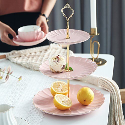 Sweejar 3 tier ceramic cake stand wedding, dessert cupcake stand for tea party serving platter | Amazon (US)