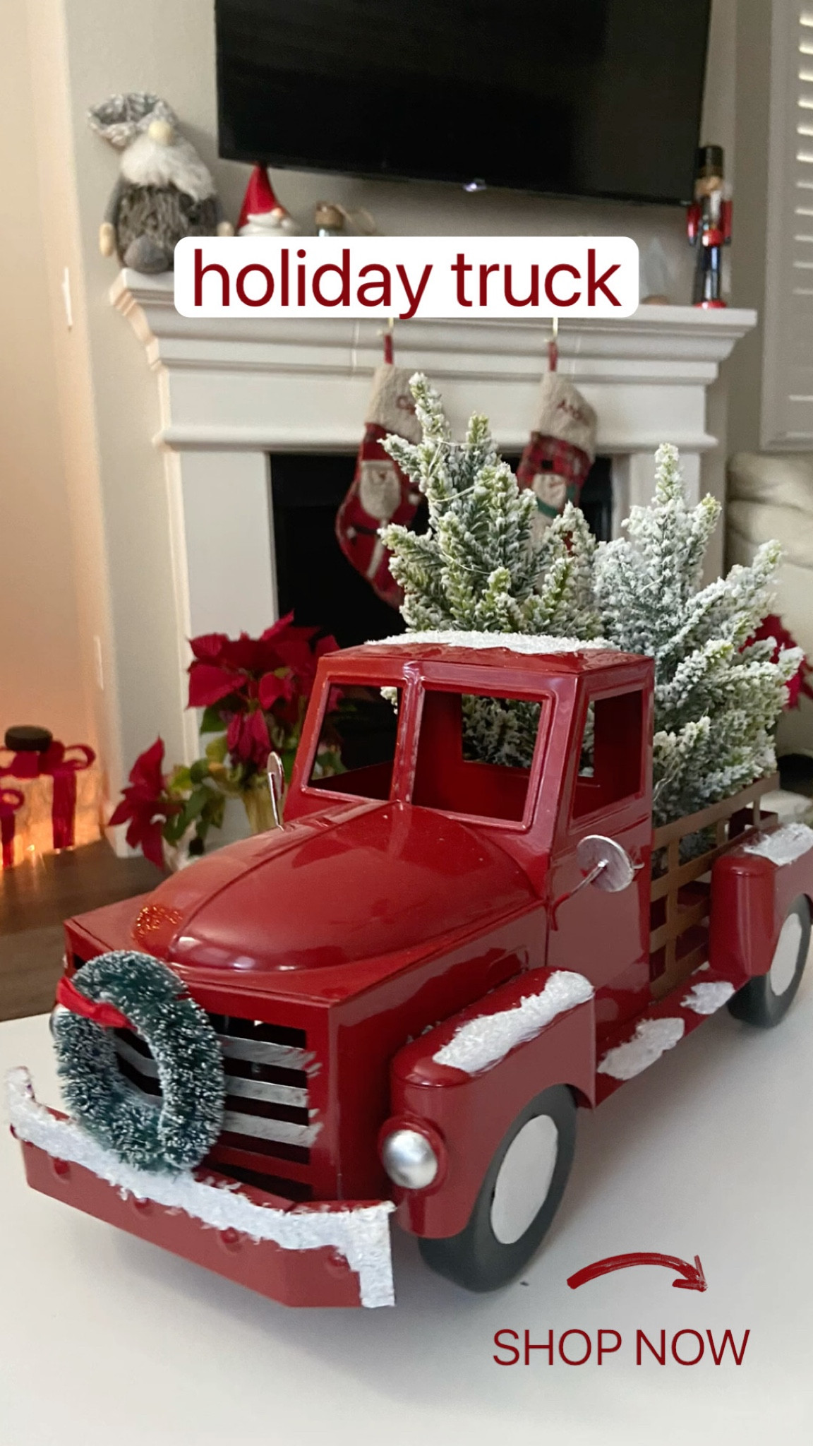 Easily my favorite Christmas decor find this year was this bright red holiday truck! It comes with all the details you see here: fake snow,  Christmas trees, etc. Get it under $50!

#LTKSeasonal #LTKHoliday #LTKfindsunder50