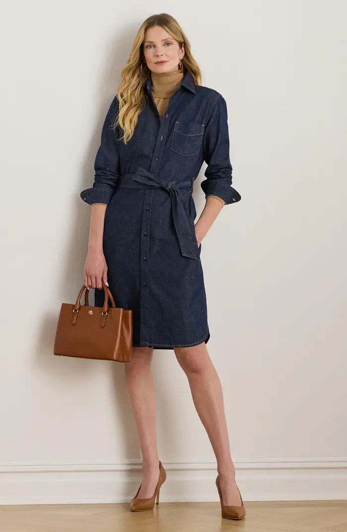 Lauren Ralph Lauren Belted Denim Shirtdress | Nordstrom | Nordstrom