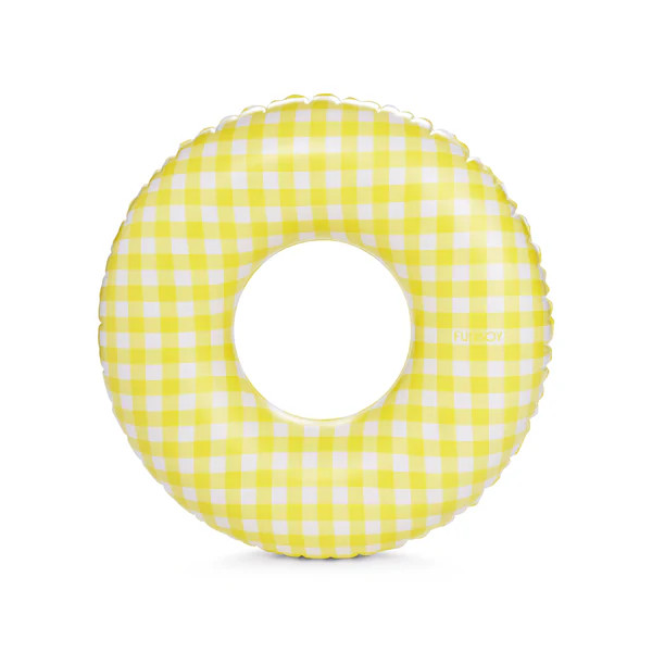 Kids Tube Float Yellow Gingham, 34" Diameter | FUNBOY