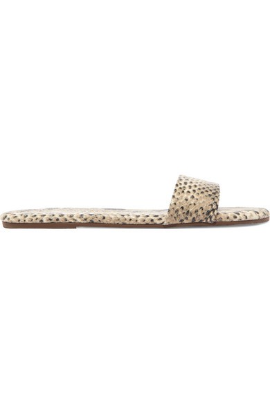 TKEES - Alex Snake-effect Leather Slides - Snake print | NET-A-PORTER (US)