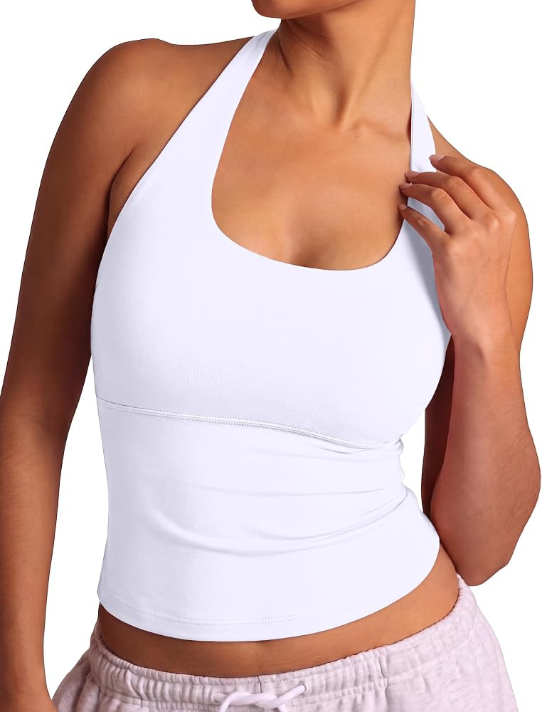 Quenteen Womens Halter Tank Tops Backless Basics Tie Double Lined Going Out Cute Slim Fitted Shir... | Amazon (US)