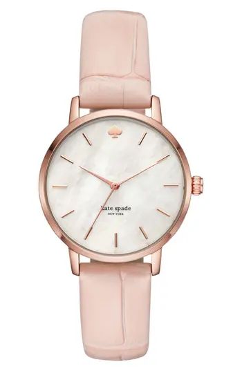 Women's Kate Spade New York Metro Leather Strap Watch, 34Mm | Nordstrom