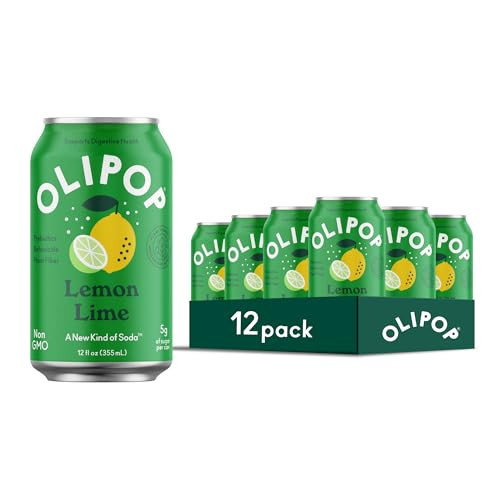 OLIPOP Prebiotic Soda Pop, Lemon Lime, Pantry Pack Packed with Prebiotics, Fiber, and Botanicals, Gluten Free, Vegan, GMO Free, 12oz (12-Cans) | Amazon (US)
