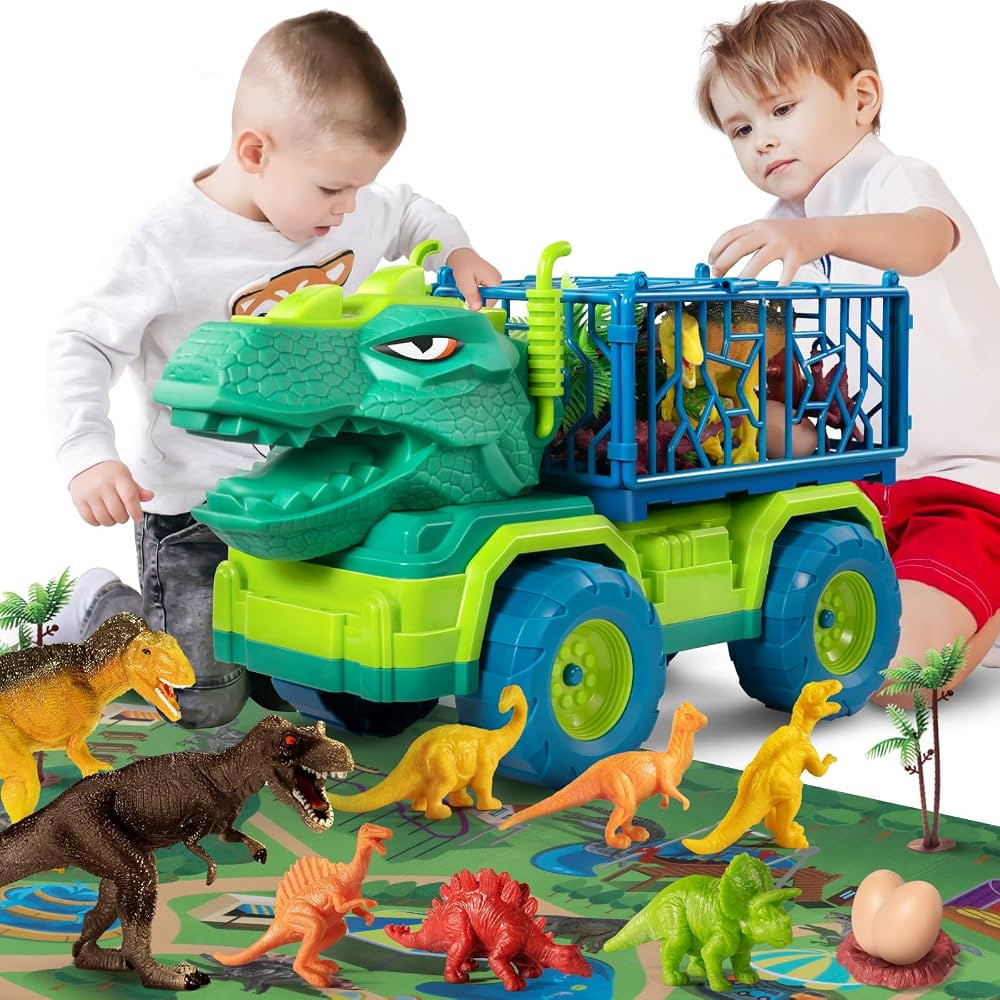 TEMI Dinosaur Truck Toys for Kids 3-5 Years, Tyrannosaurus Transport Car Carrier Truck with 8 Din... | Amazon (US)