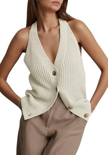 Womens Button-Front Sweater Vest Top V Neck Sleeveless Knit Tank Fitted Halter Raceback Cardigan ... | Amazon (US)