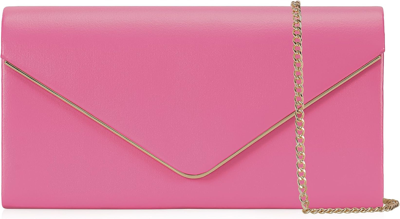 Vegan Leather Envelope Clutch Bag Classic Dressy Purse Foldover Evening Handbag | Amazon (US)