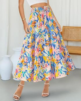 BTFBM Midi Skirts for Women 2026 Summer Boho Floral Skirt | Amazon (US)