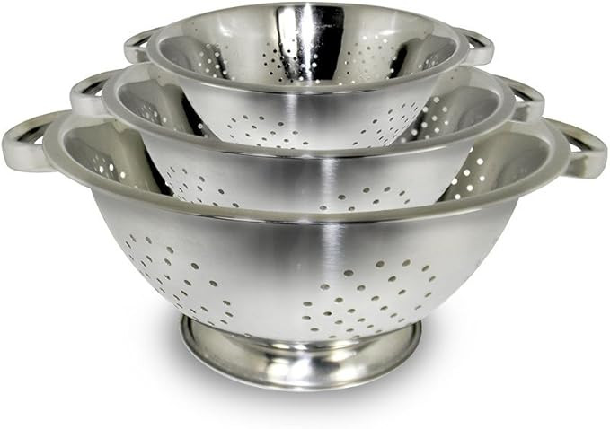 ExcelSteel Colander set, Stainless steel, Colanders , 3 Count ( Pack of 1) | Amazon (US)