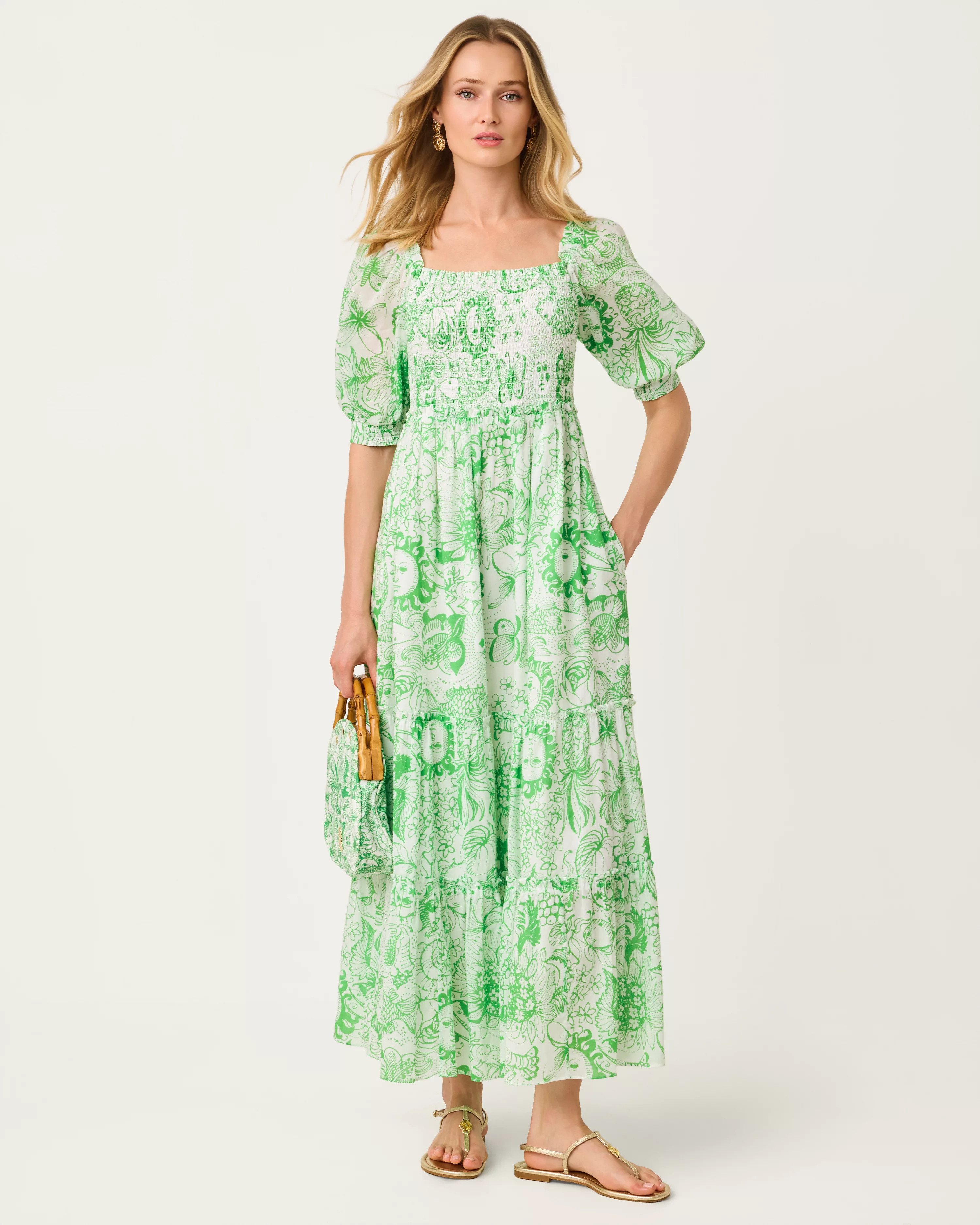 Hadly Short Sleeve Smocked Maxi Dress | Lilly Pulitzer