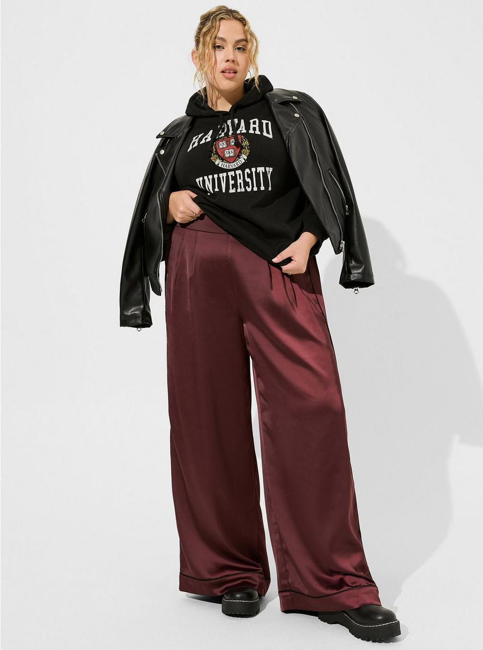 Wide Leg Satin High Rise Pant | Torrid (US & Canada)