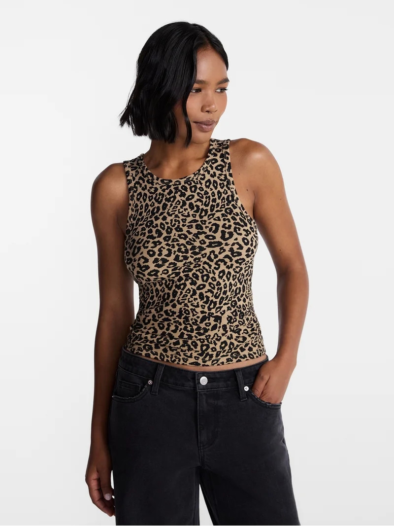 No Boundaries Ribbed High Neck Tank Top, Women's XXS-XXL | Walmart (US)